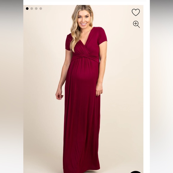 PinkBlush Burgundy Draped Maternity/Nursing Maxi Dress - Picture 2 of 4